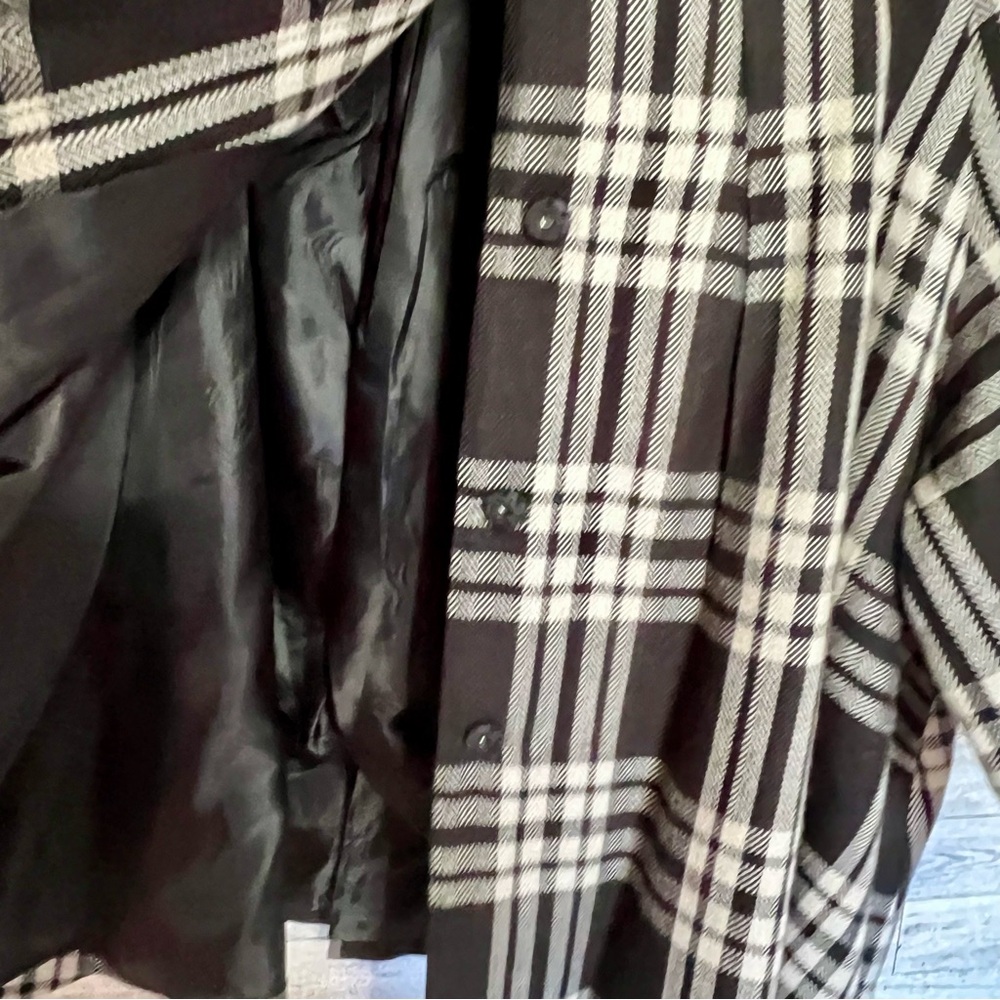 Black & White Plaid Jacket - Size 14 Covered Snap Buttons by New Directions - Picture 6 of 12